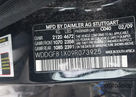 2009 Mercedes-Benz C 300 Luxury 4Matic/Sport 4Matic from USA, damaged, VIN WDDGF81X09R073925
